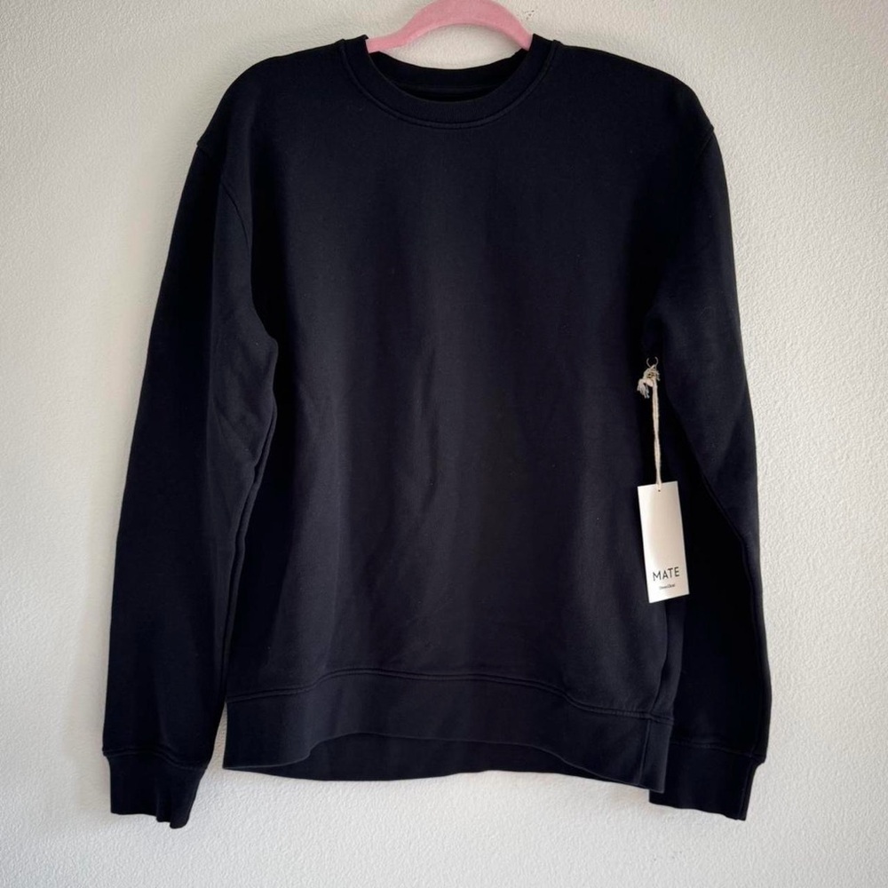 Mate the Label Men’s Organic Fleece Crew Neck Sweatshirt in Jet Black